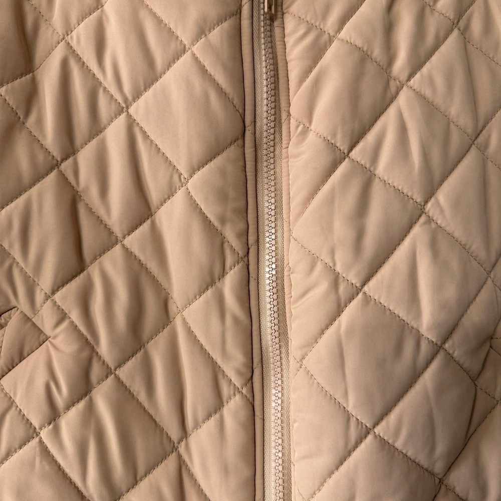 Princess Polly Quilted Puffer Jacket Womens 8 Tan Beige Cropped Zip Mock Neck - Picture 4 of 10